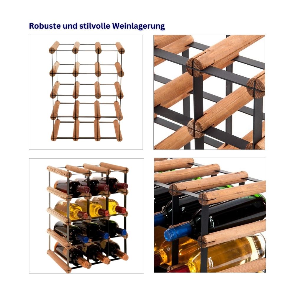 PROREGAL Modulair Wijnrek Vinotega Mod Metaal HxBxD 42,5 x 32,5 x 24,5 cm 3 x 4 Flessen Massief grenenhout Bruin Geolied