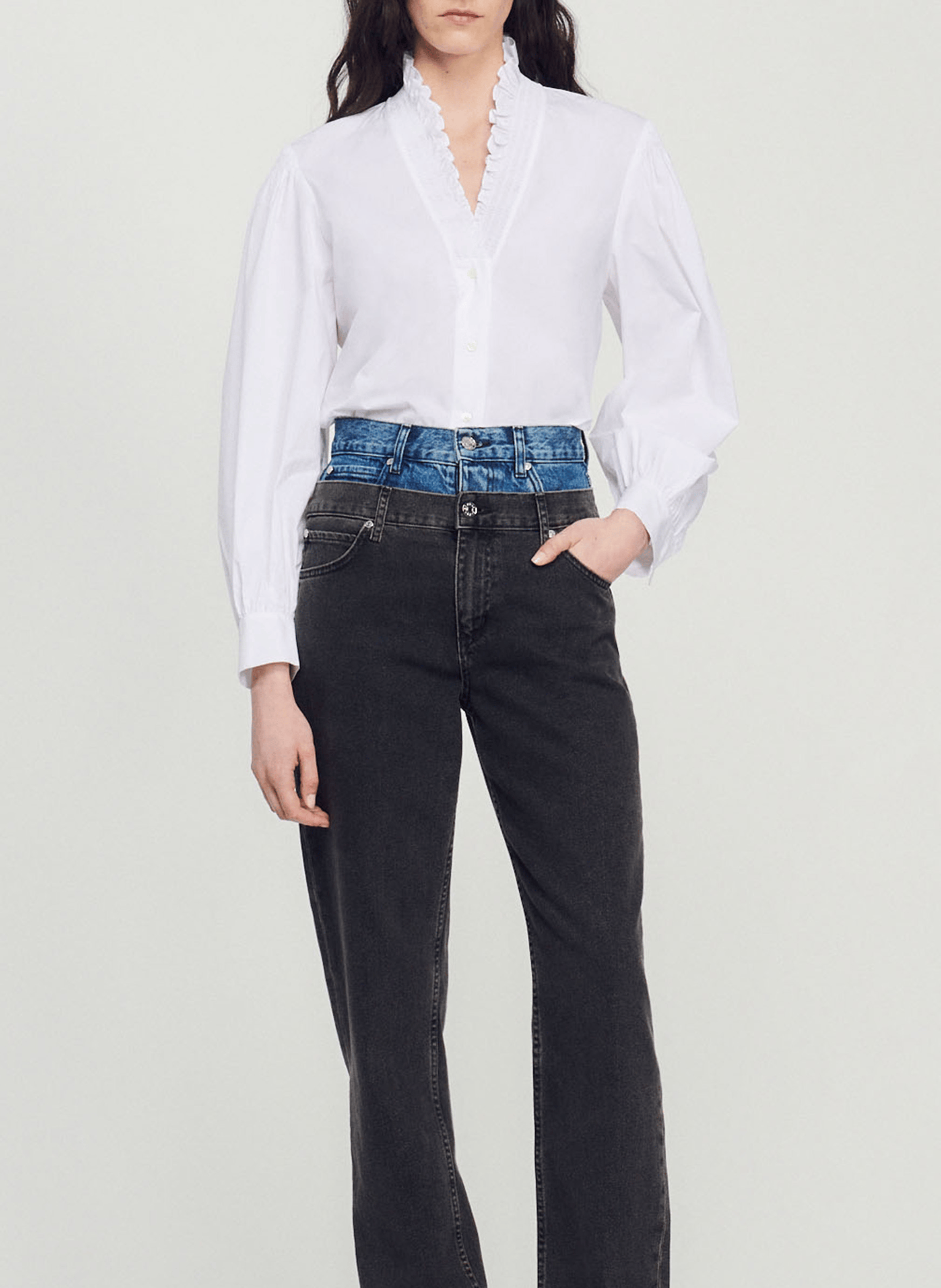 Chemise col fantaisie en coton | Blanc