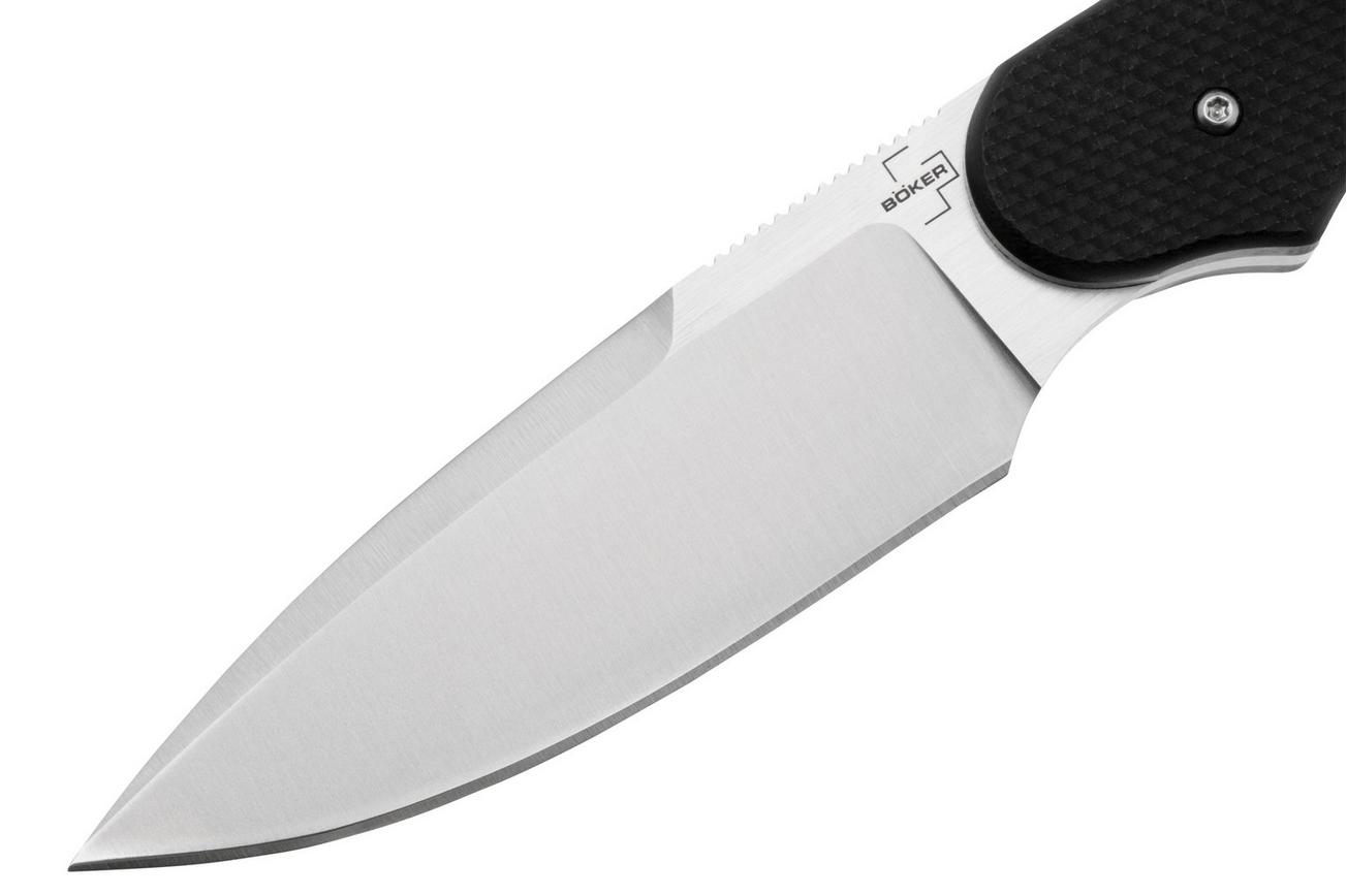 Böker Plus Trailmate 02BO097 Satin Nitro-V, Black G10, vaststaand mes, Steve Kelly design