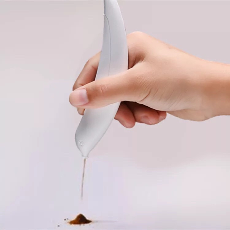 Elektrischer Dekorationsstift Latte Art Pen Gewürz Verzierstift für Kaffee / Kuchen / Tellerdeko (inkl. LR44 Batterie) - Weiss