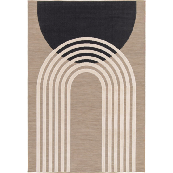 Tapis intérieur et extérieur en relief - luna - beige et noir - 80 x 150 cm