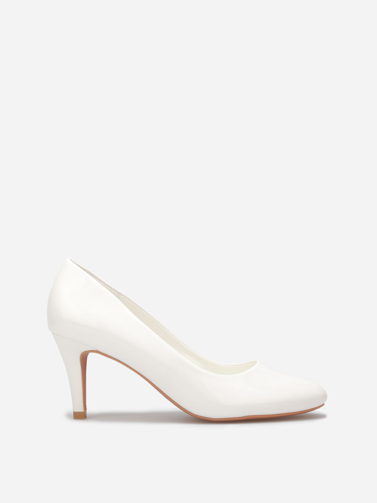 Escarpins vernis à petit talon- Blanc