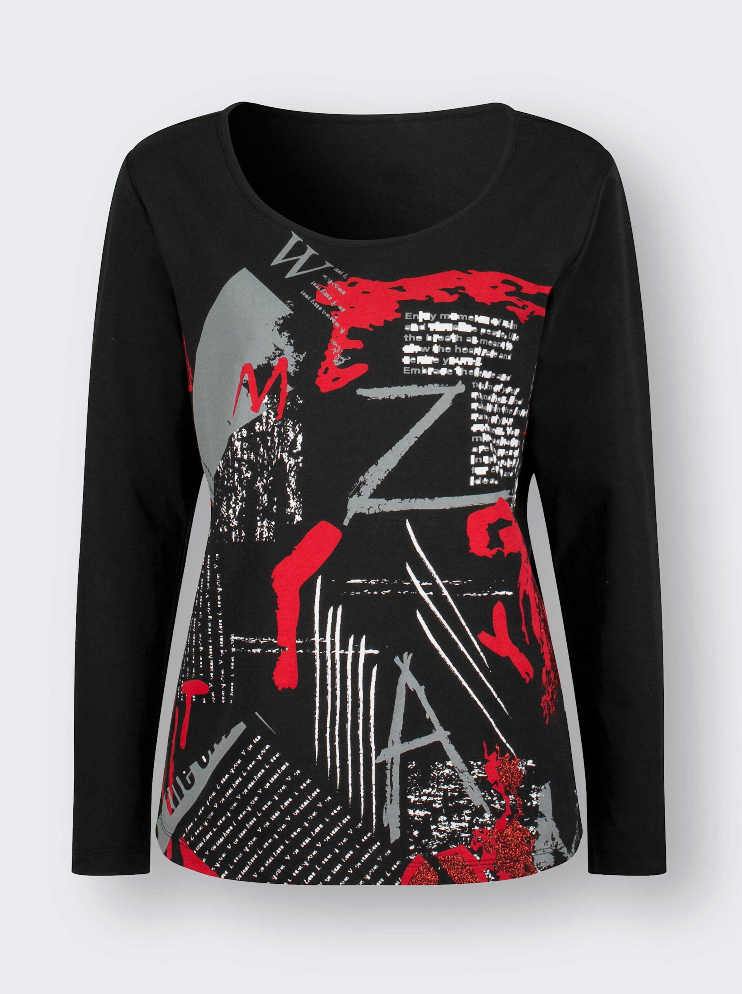 Shirt mit Glitzer-Druck im Vorderteil