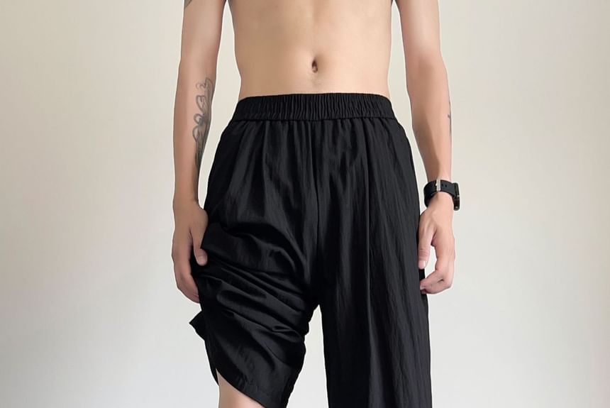 Deepwood - Mid Rise Plain Wide Leg Broek