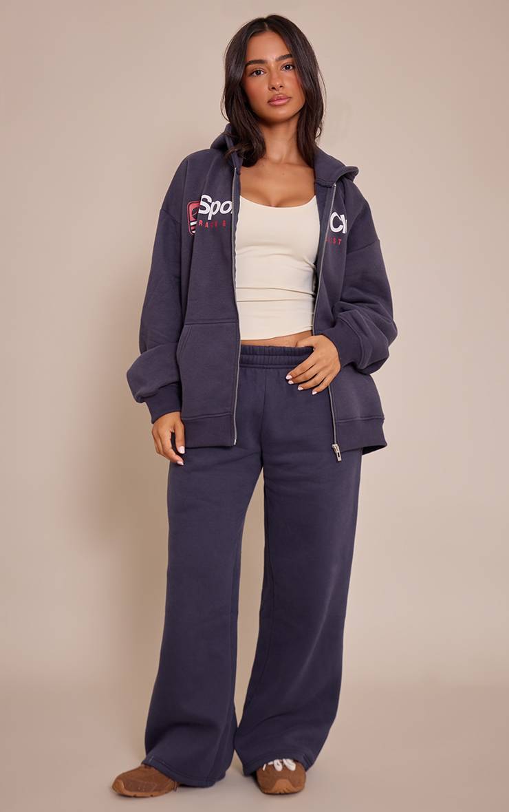 Bleu Marine Veste Zippée Imprimée Sports Club Petite