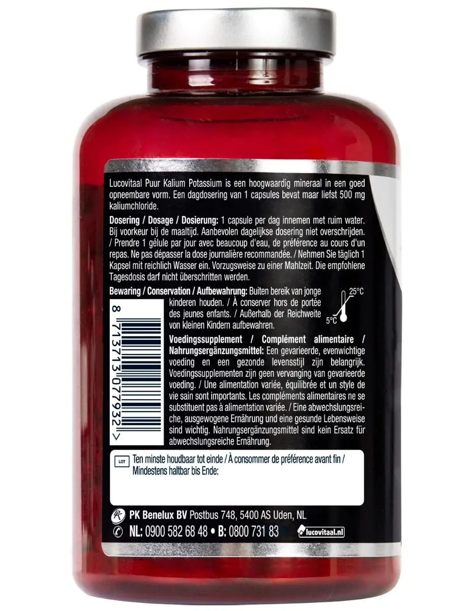 Potassium Kalium 500 mg 100 Capsules