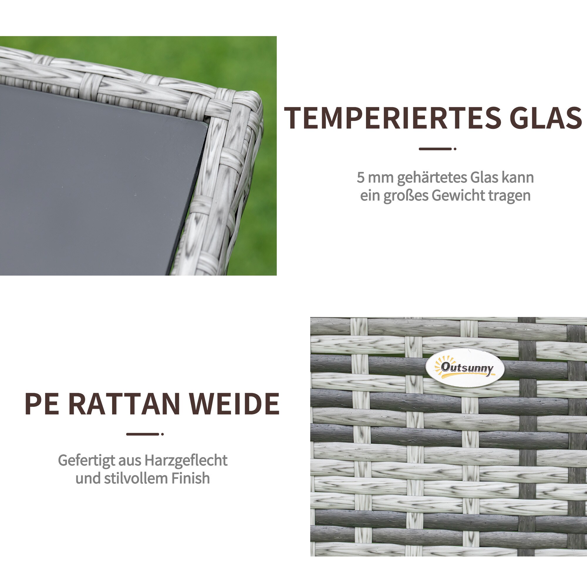 Outsunny Gartentisch mit zusätzlichem Mittelfach bunt 150L x 85B x 74H cm