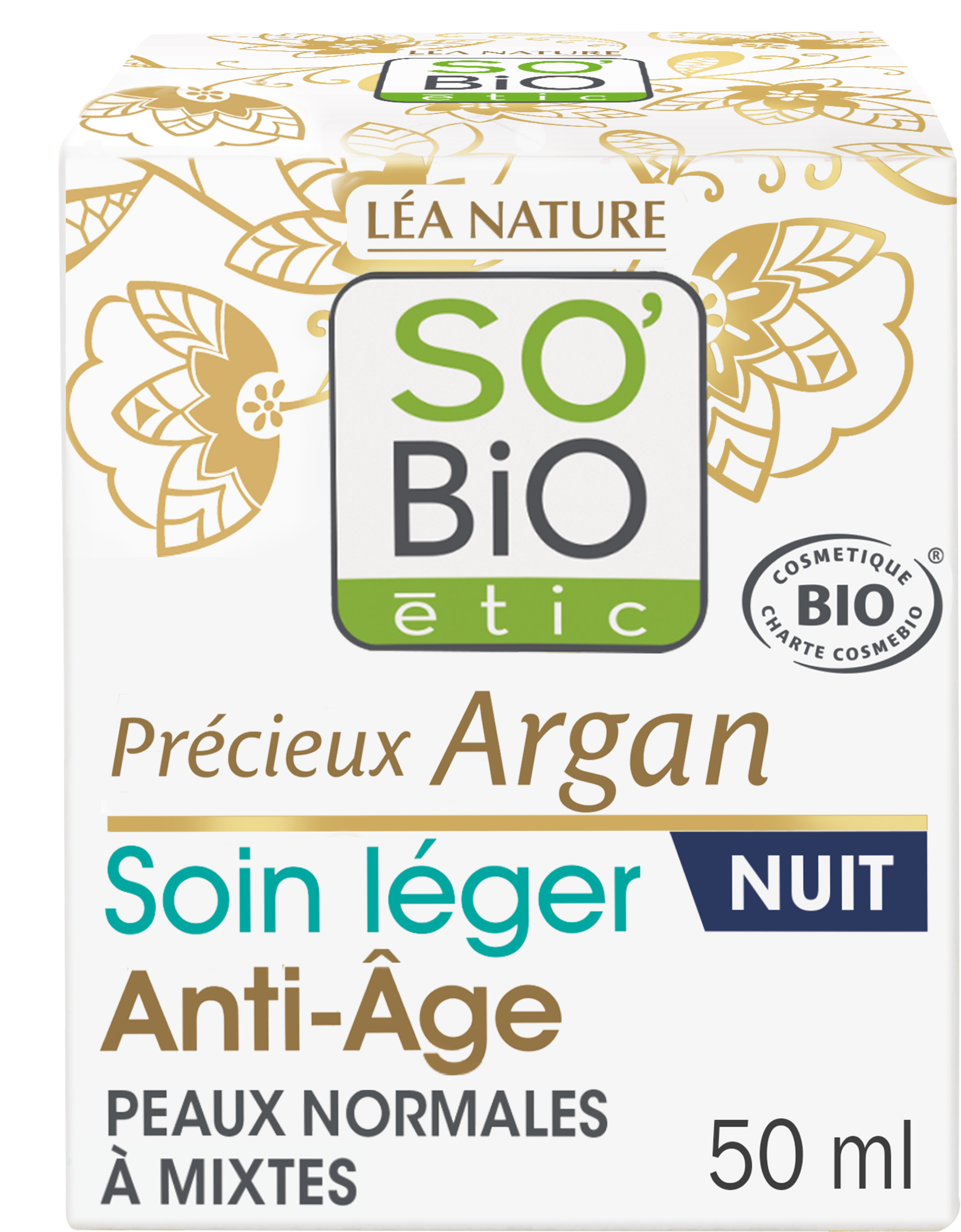LÉA NATURE SO BiO étic  Argan Leichte Anti-Aging Nachtpflege, 50 ml