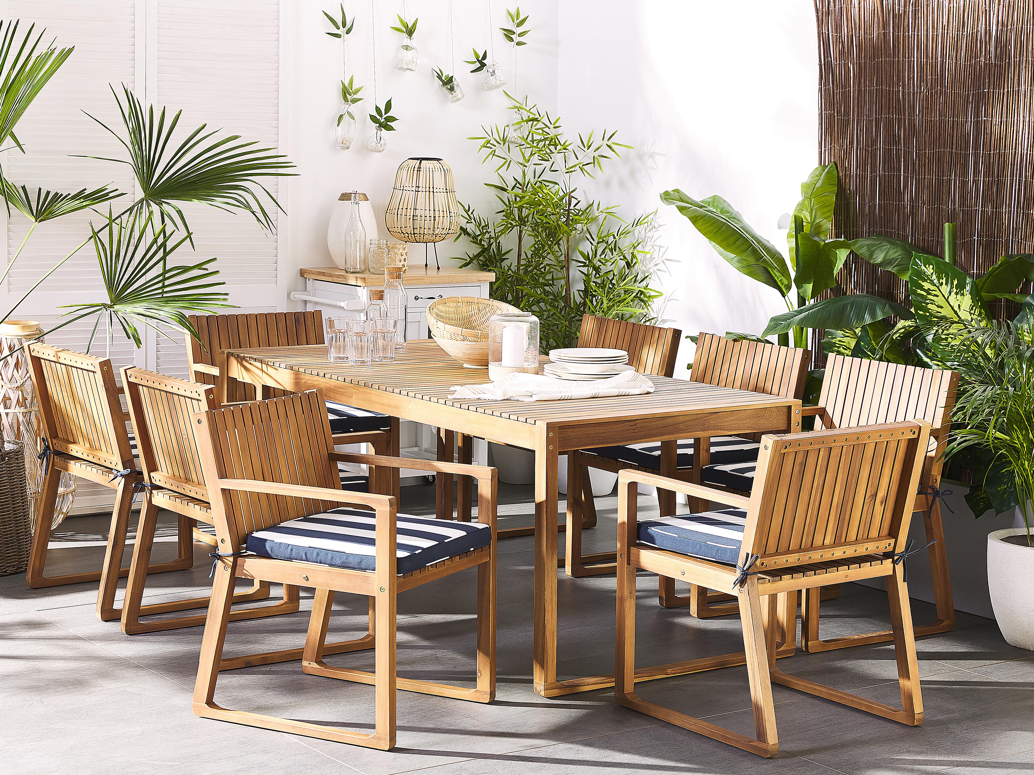 Set van 8 tuinzitkussens SASSARI 46 x 46 cm Marineblauw