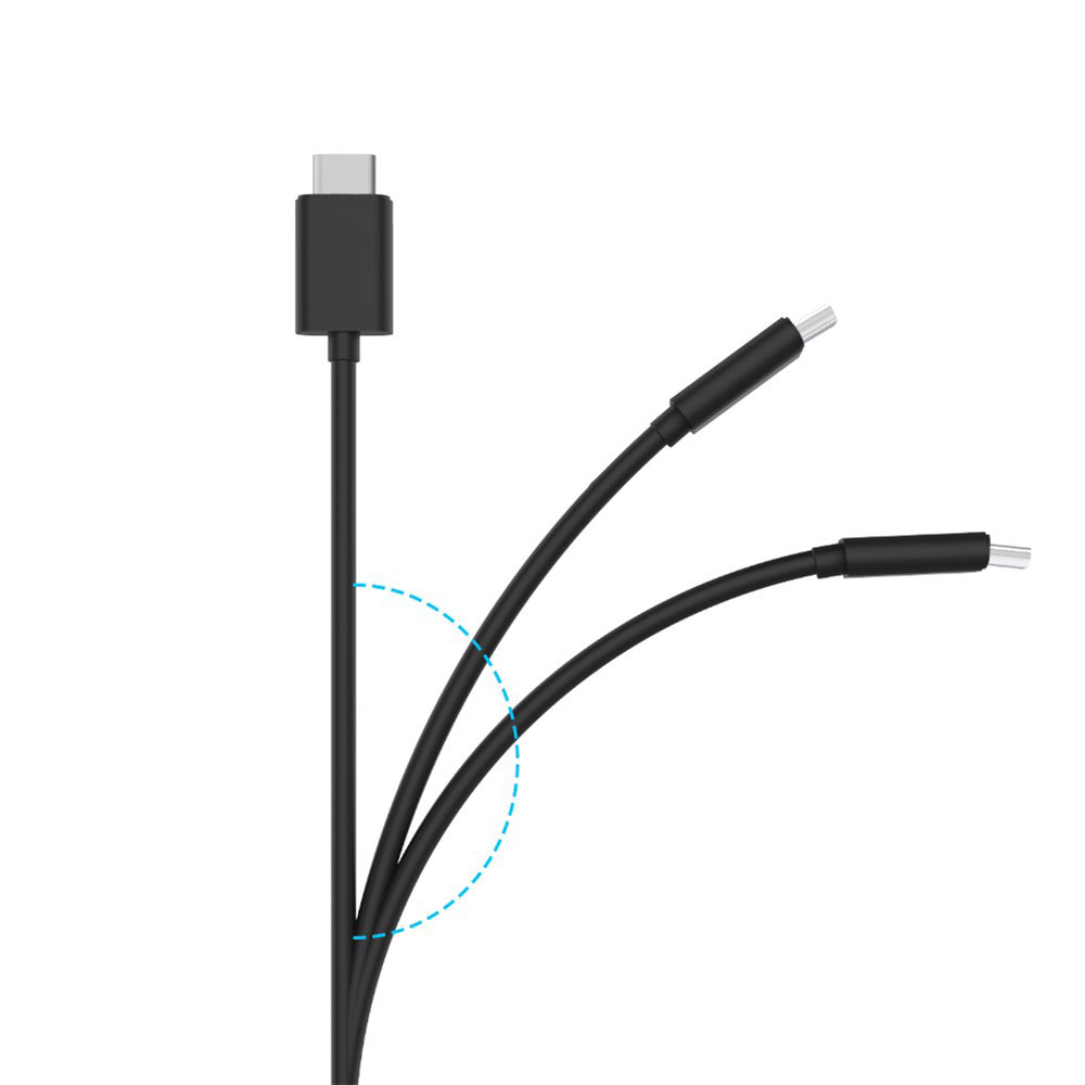 (3m) 2in1 Dual USB C Ladekabel für Smartphone / PlayStation PS5 / Nintendo Switch - Schwarz