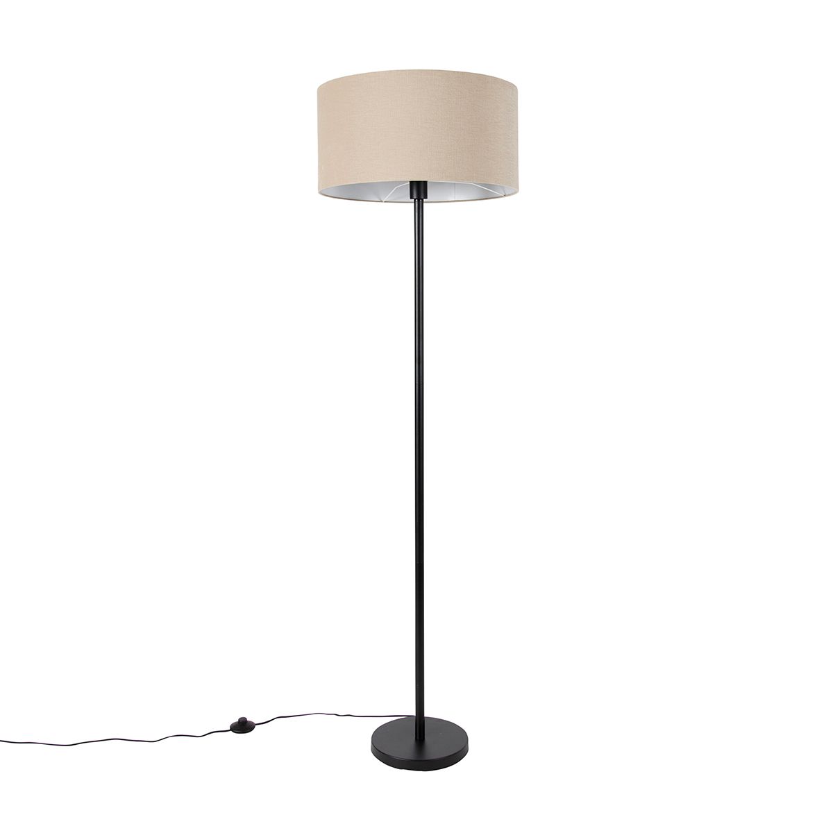 Vloerlamp zwart met kap licht bruin 50 cm - Simplo