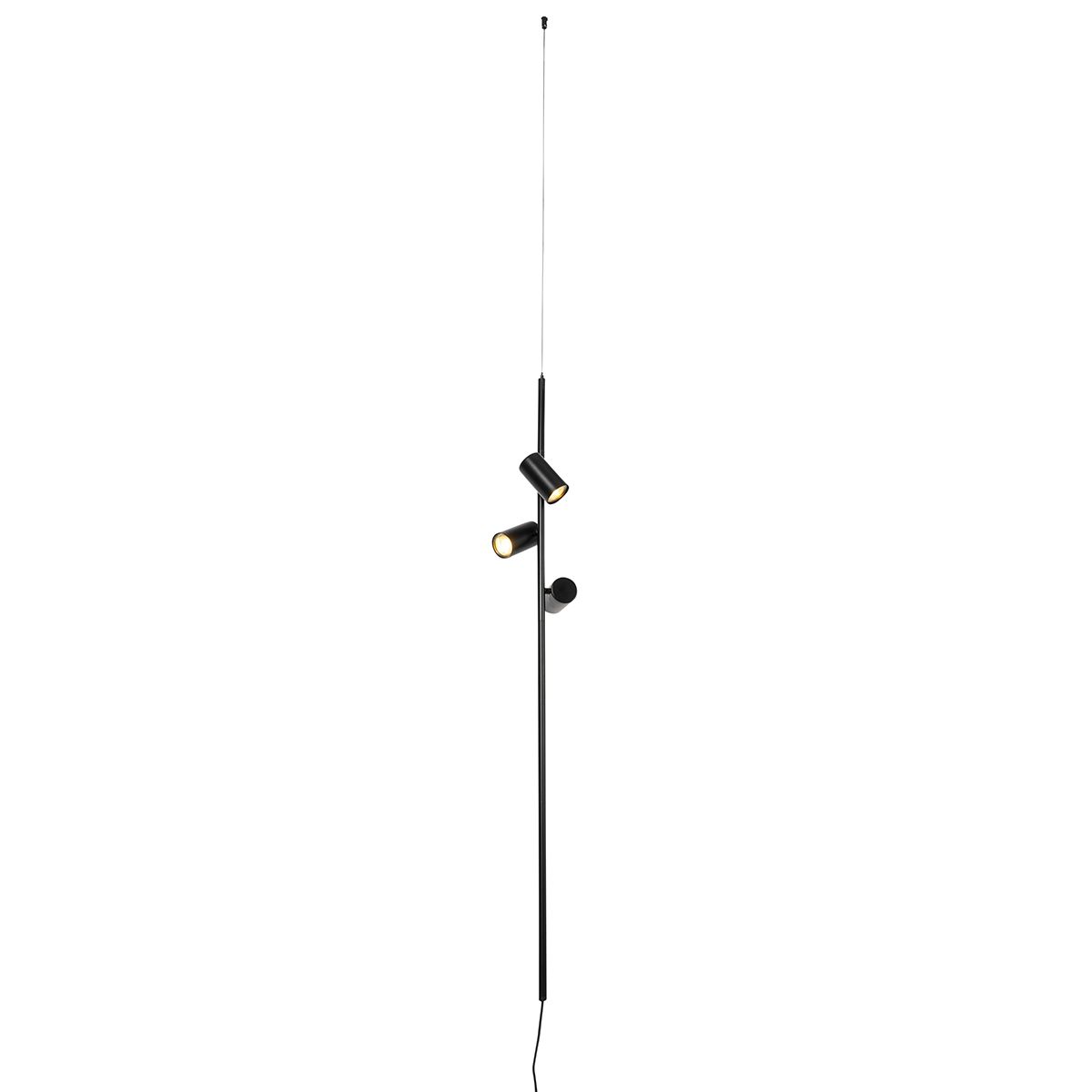 Hanglamp zwart met voetschakelaar 3-lichts - Jeana Luxe