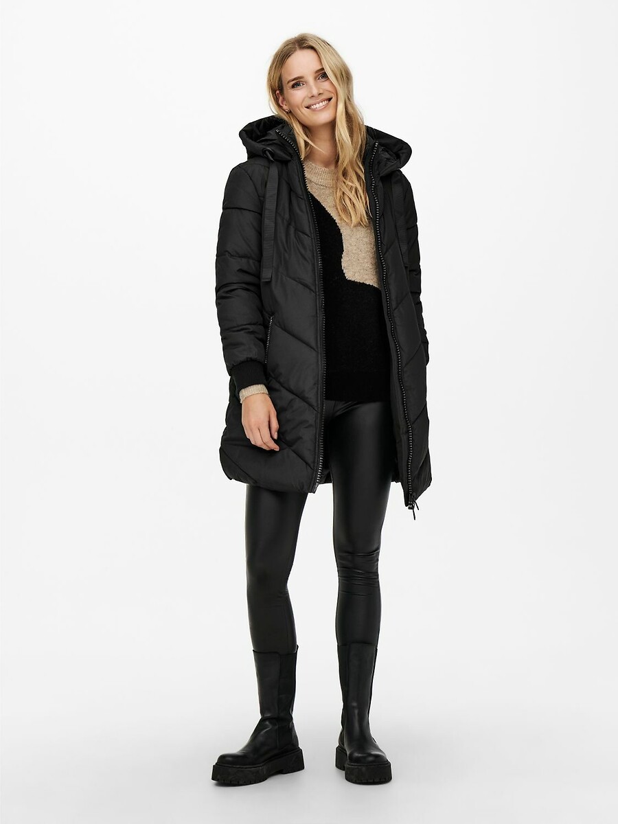 JDY<br>Jaqueta comprida de plumas com capa