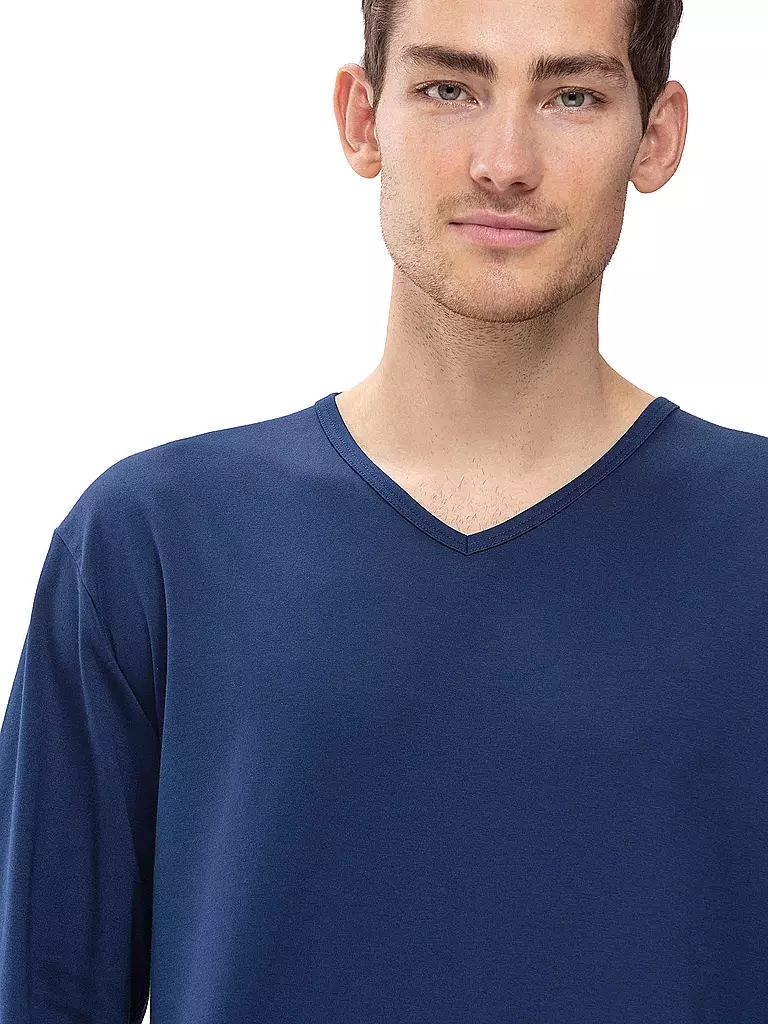 MEY Pyjama Langarmshirt Neptune blau