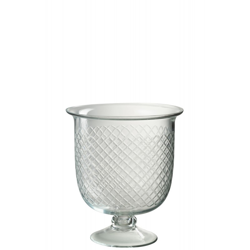 Vase à carreaux en verre transparent 23x23x25 cm