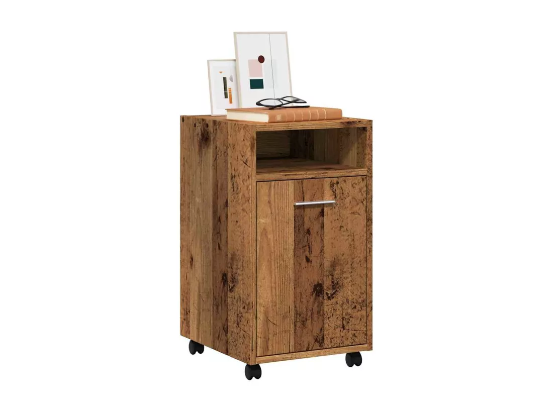 Armoire avec roues vieux bois 33x38x60 cm bois d'ingénierie