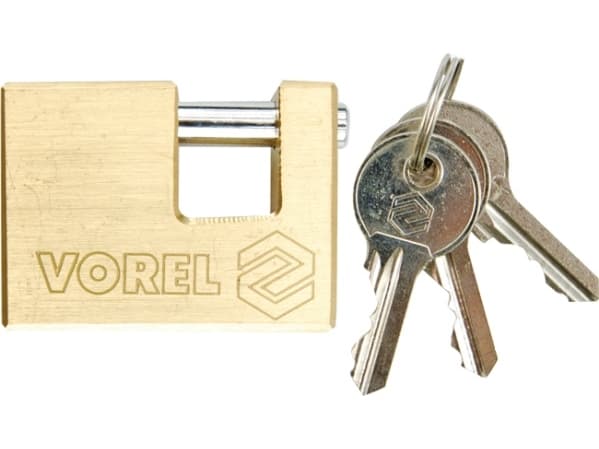 Vorel Messingpinnehengelås 50mm 3 nøkler 77210