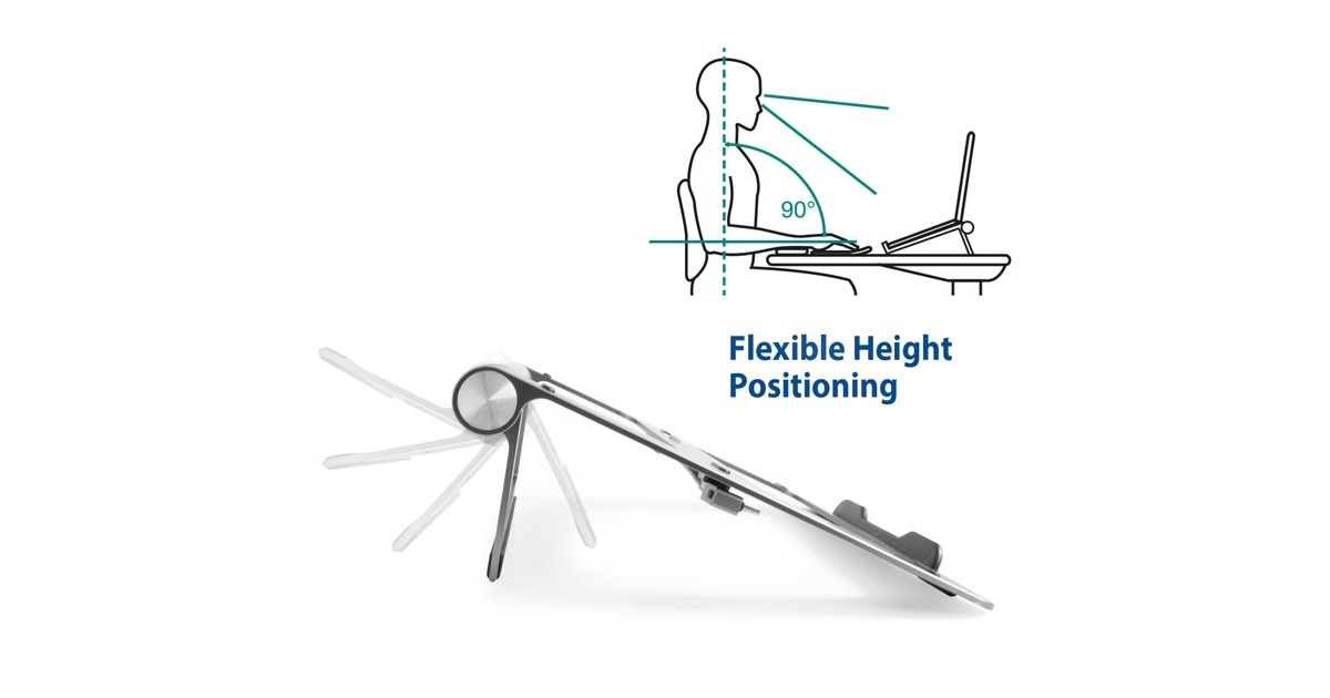 ACT ConnectivityLaptopstandaard met afneembaar USB-C docking station  (Aluminium/grijs)