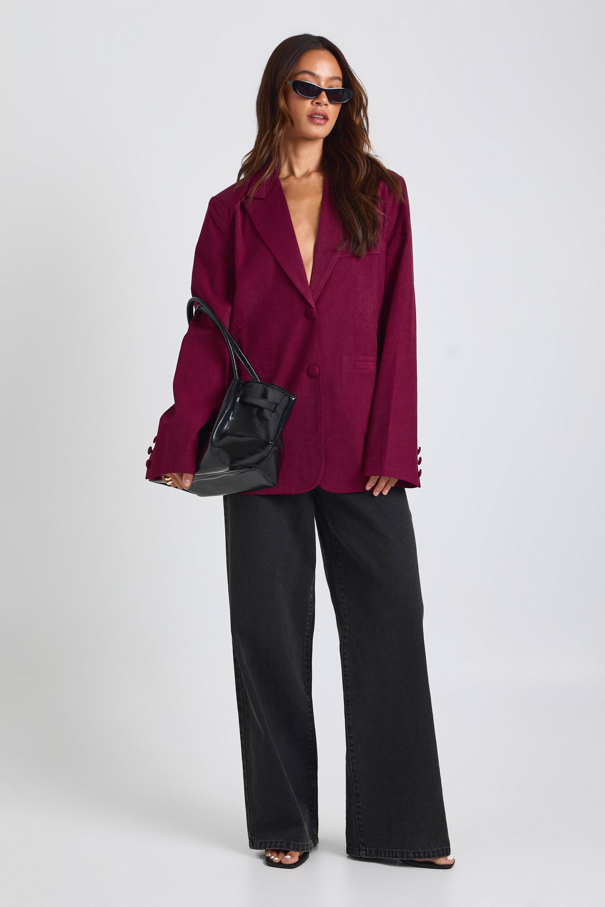 boohoo Blazer Tailleur Coupe Décontractée À Simple Boutonnage Pour Grande Taille
