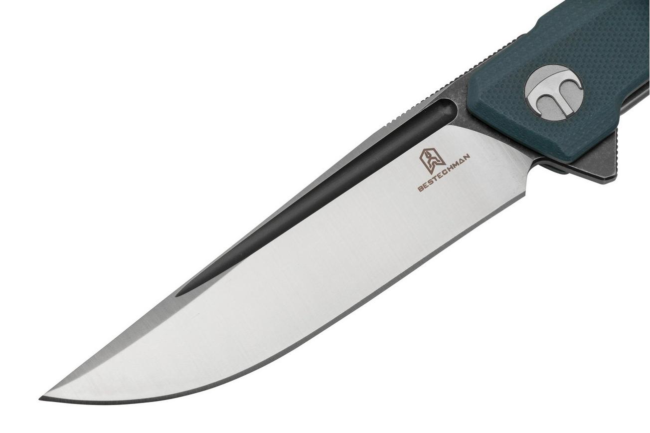 Bestechman Dundee BMK01F Grey G10, Satin D2 And Dark Coating, zakmes Ostap Hel design