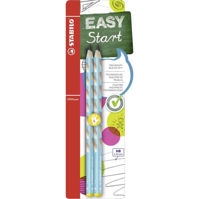 EASYgraph - Start - Dreikant-Bleistift für Linkshänder - blau - 2 Stück