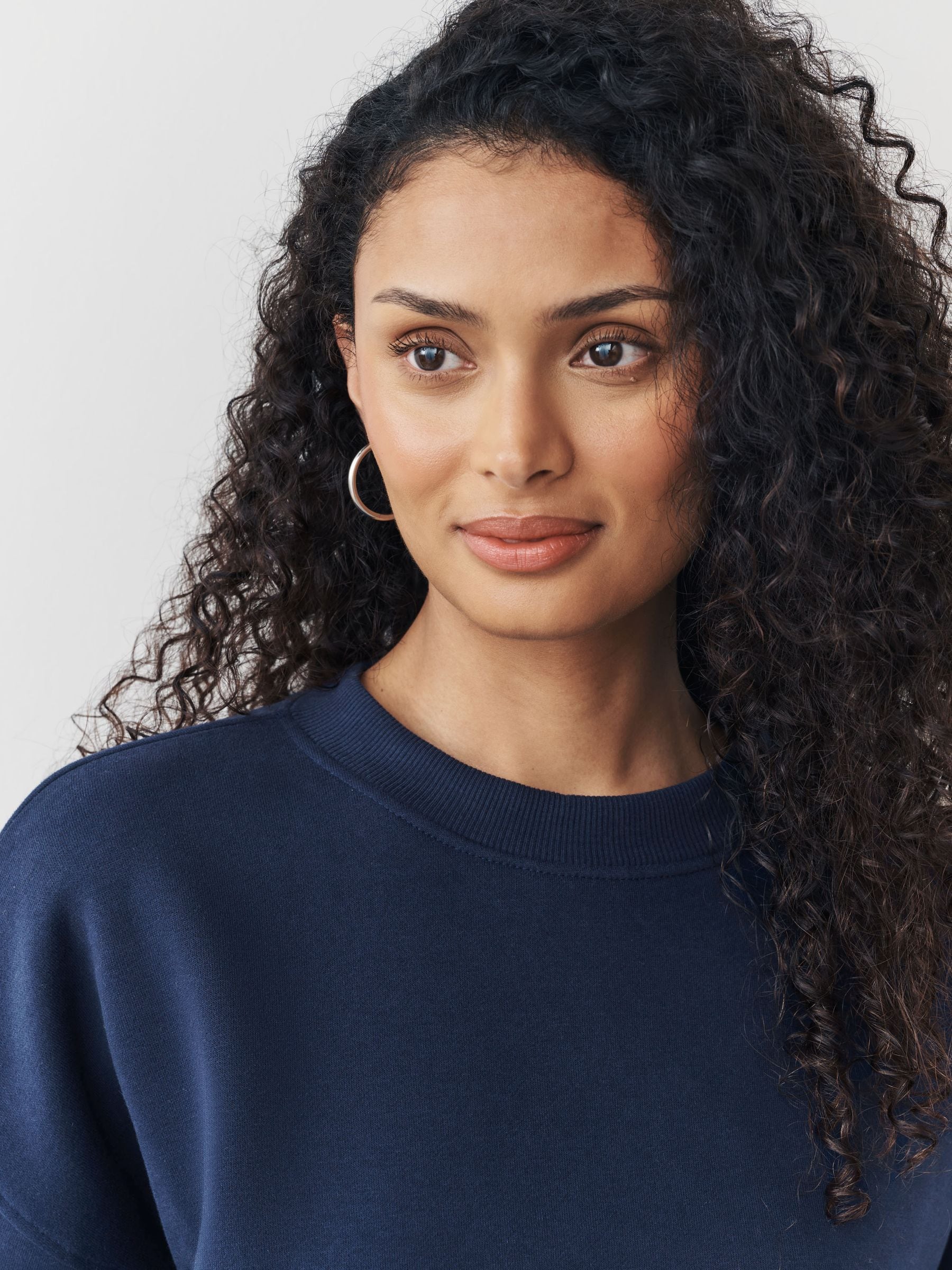 Marineblauw/geel - Supersoft Peached Essentials sweatshirts met ronde hals en naaddetail verpakking van 2