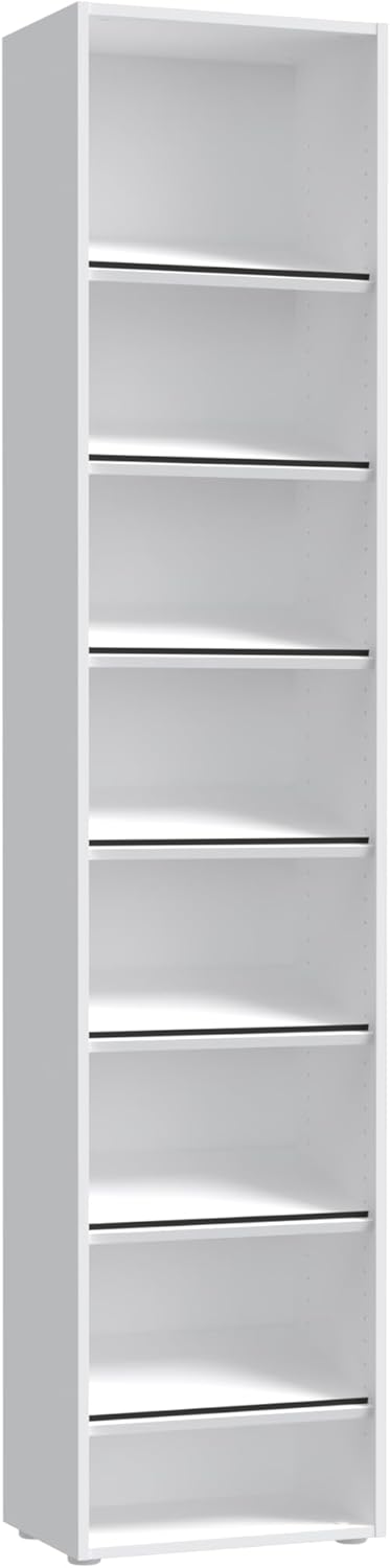 Forte CANBERRA Schuhregal 46, schwarz-weißes Schuhregal, schmal, modern, Holzwerkstoff, Weiß/Schwarz Matt, 46 cm breit x 206,5 cm hoch x 29,5 cm tief