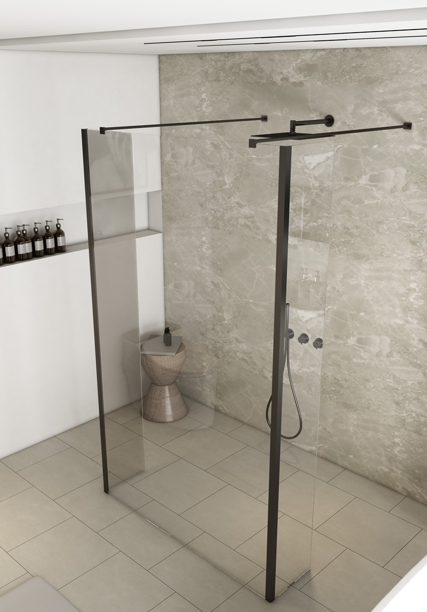 Saniclear Redro vrijstaande douchewand 120cm met zijwanden van 40cm verouderd ijzer - gunmetal