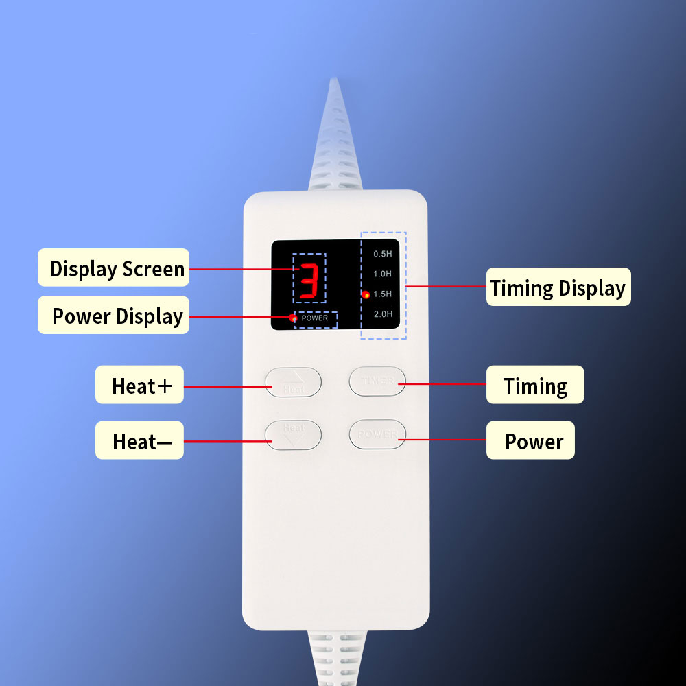 (30x60cm) Heizkissen Elektrische Wärmedecke mit Timer   6 Hitzestufen - Grau