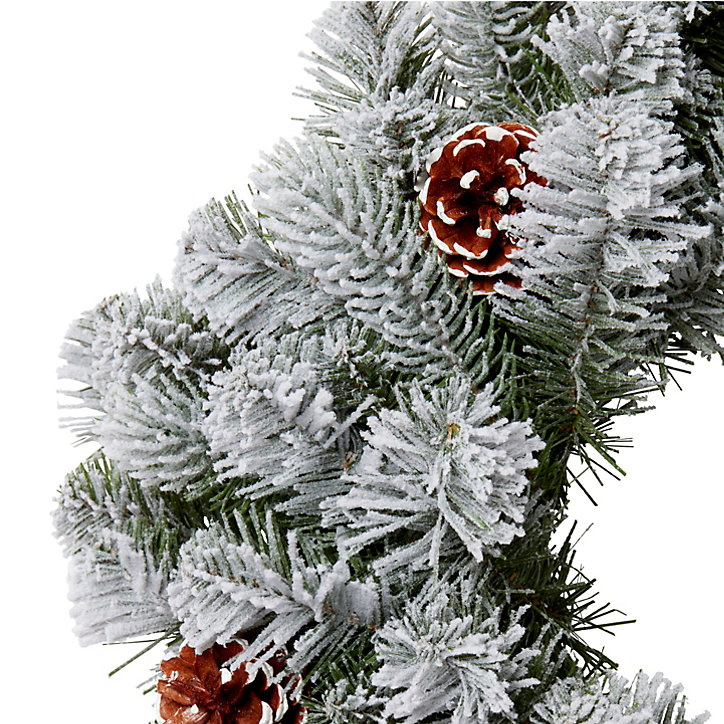 Couronne de Noël givrée avec petites pommes de pin, diam. 50 cm