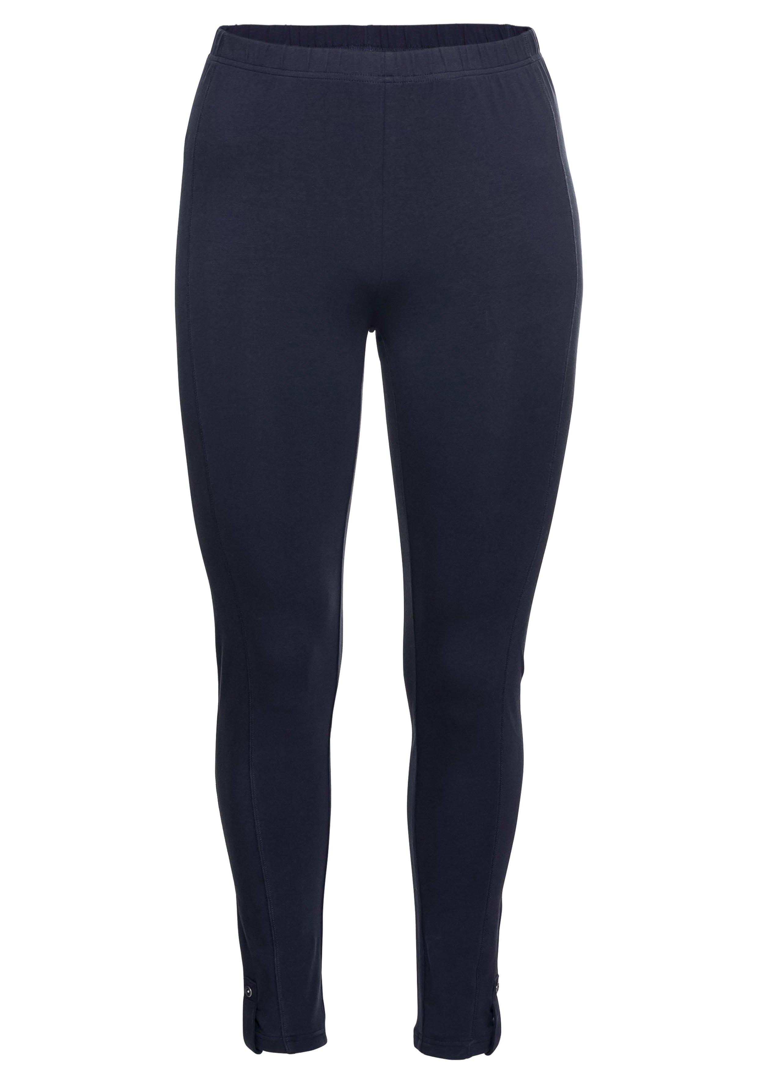 Leggings in Ankle-Länge, mit Knopf-Detail am Saum