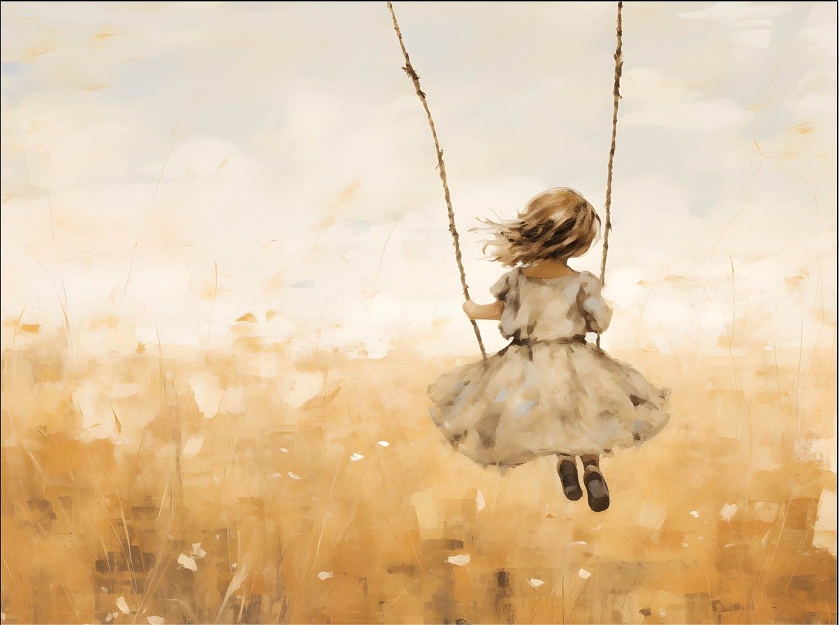Wandkleed Swinging Girl