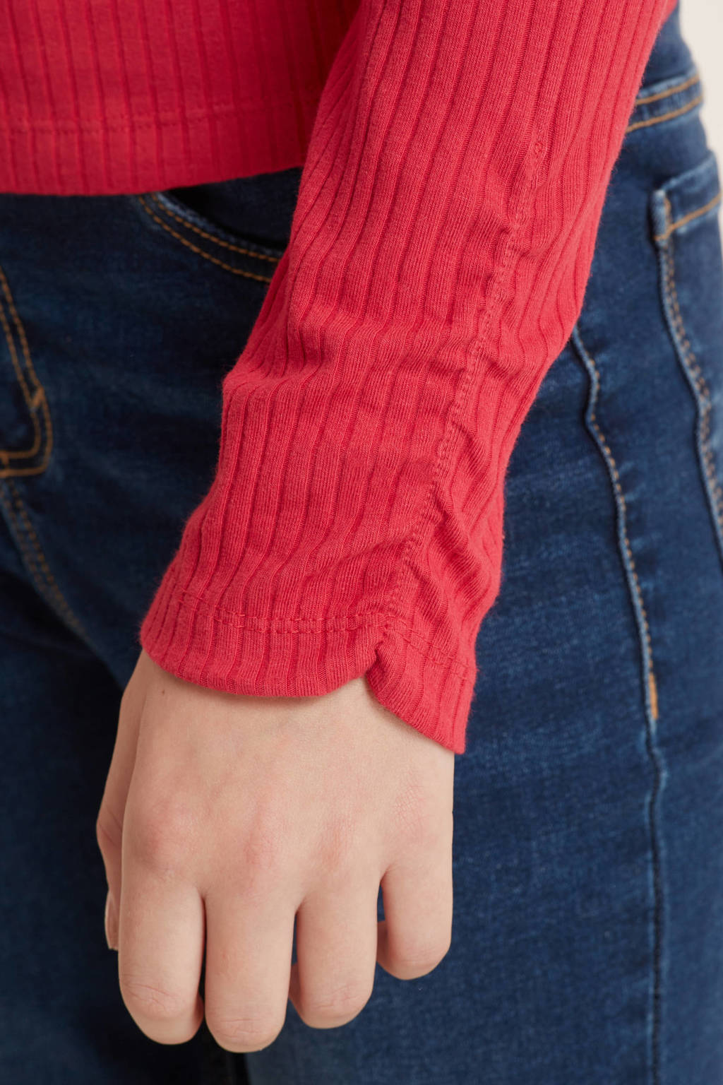 anytime ribgebreide longsleeve roze