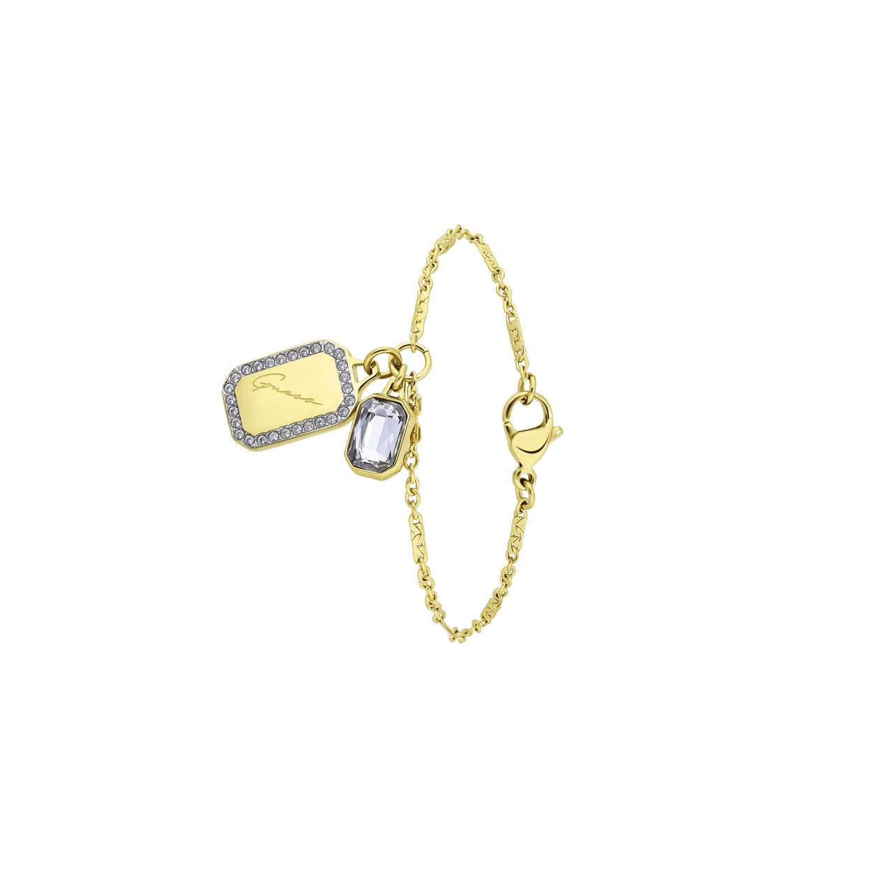 Guess goldplated stalen armband CRYSTAL TAG
