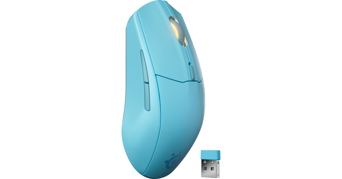 SteelSeriesRival 3 Wireless Gen 2 gaming muis  (Turquoise, 18.000 dpi, RGB, 2.4GHz / Bluetooth 5.0)