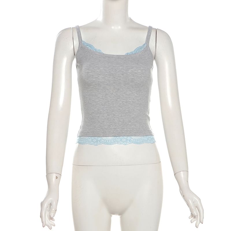 Sugarcoat - Namaak tweedelig kanten paneel slim-fit crop cami top