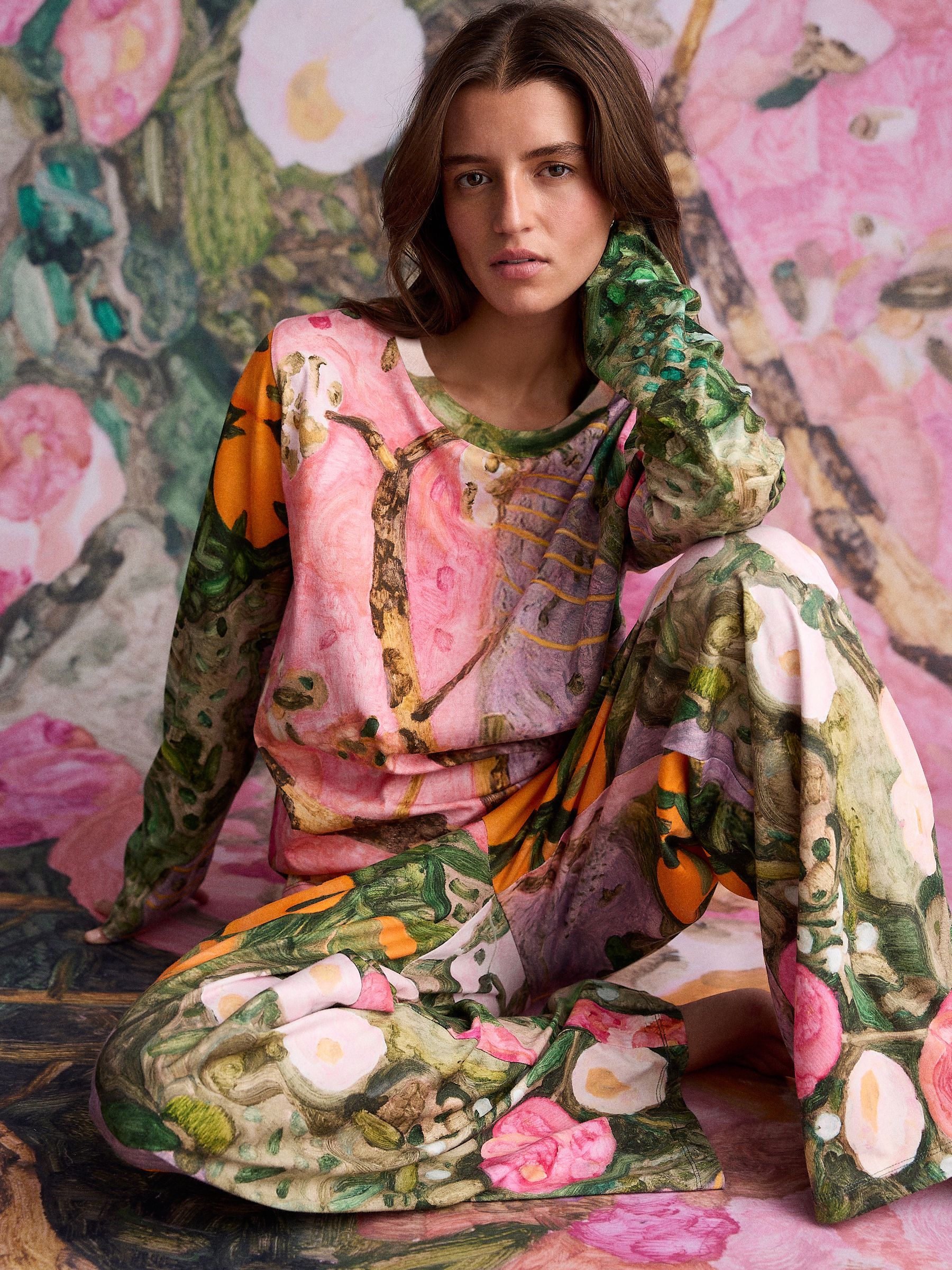 Roze bloemen - Benjamin McGregor Pyjama's met Lange Mouwen