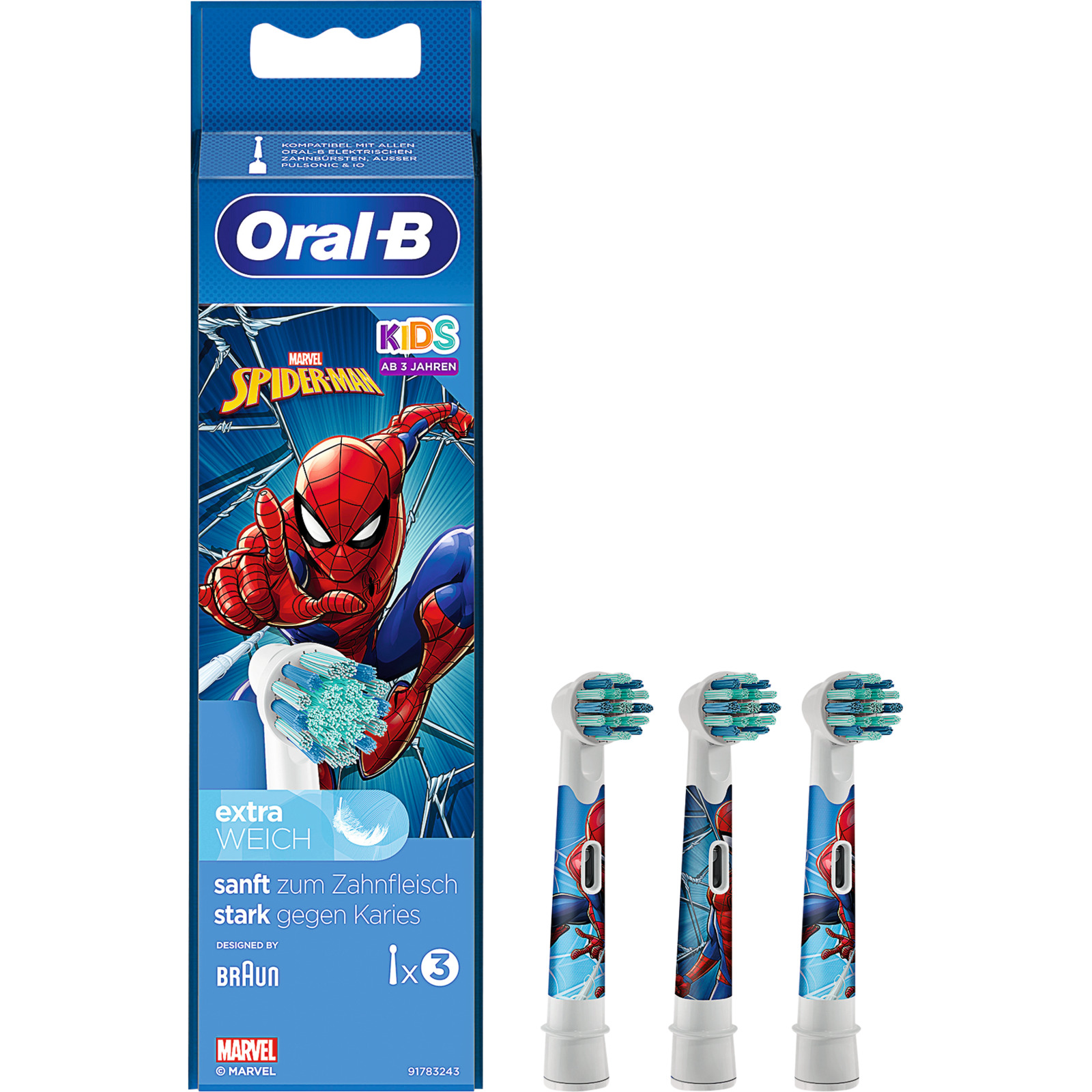 Oral-B Ersatzbürsten Kids Spiderman 3 Stück