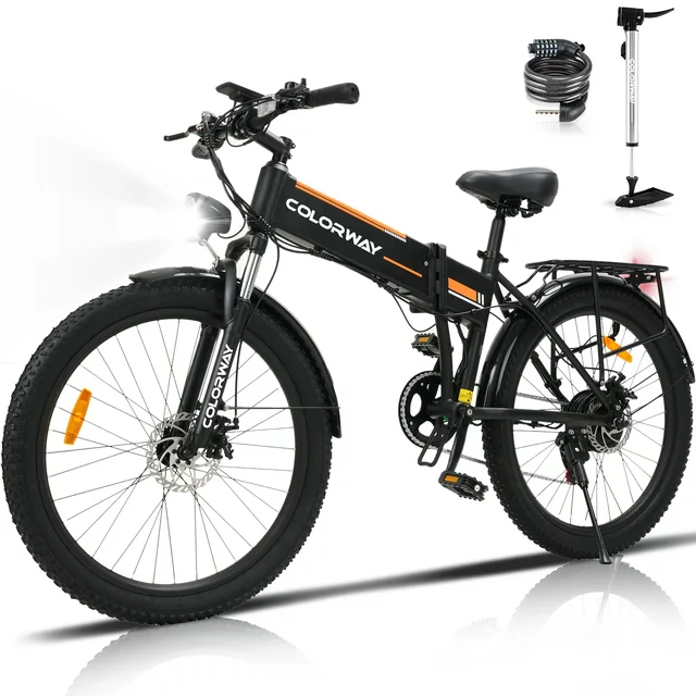 Bicicleta elétrica dobrável COLORWAY 26, bateria removível de 500W/12AH/36V, bicicleta elétrica leve em liga de alumínio, velocidade máxima de até 32,2 km/h (19,99 mph).