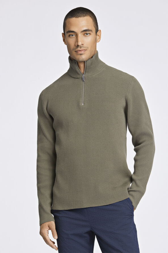 Lindbergh Half zip rib knit Army