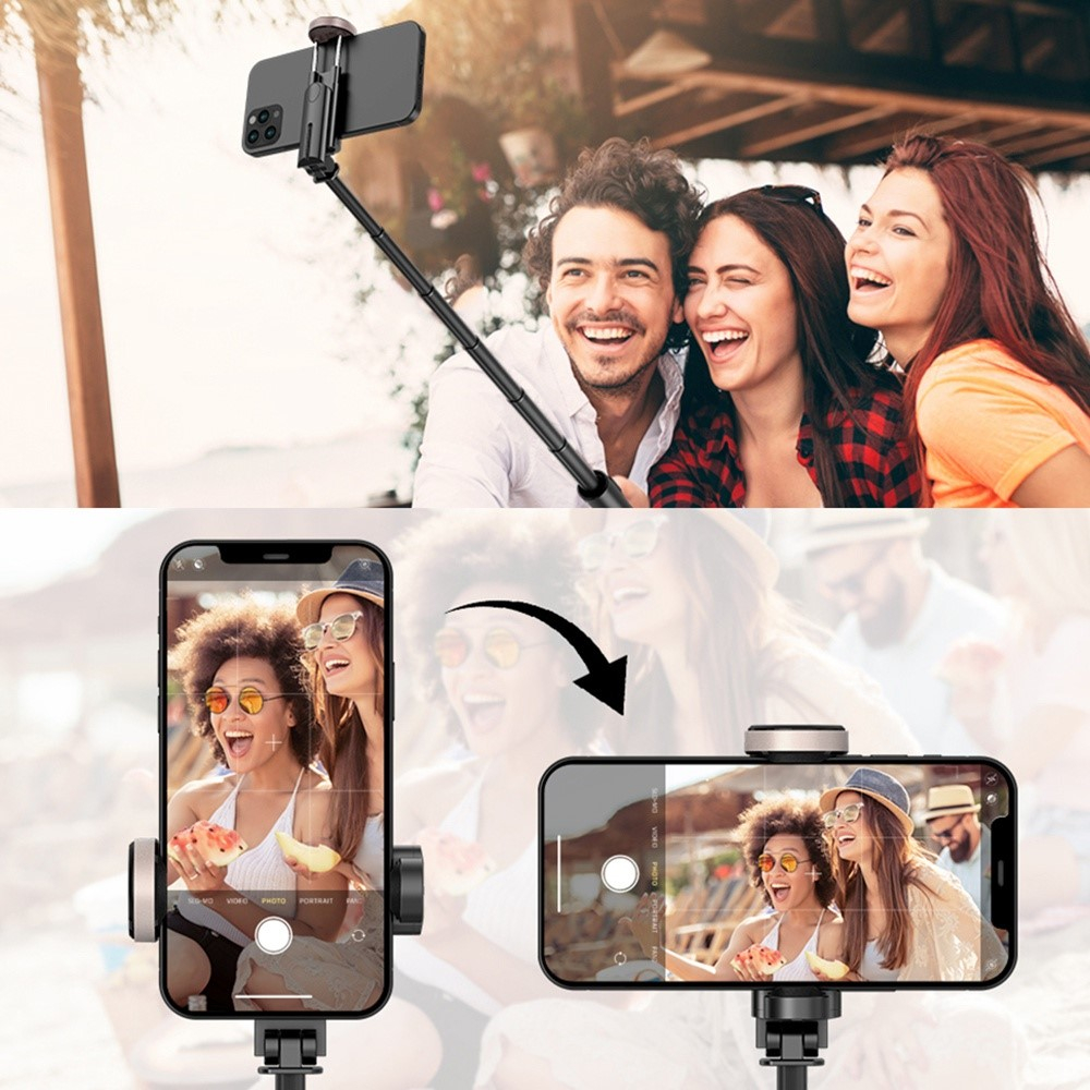 (75cm) Selfie Stick Teleskop für Smartphones mit abnehmbarem Bluetooth Fernauslöser - Schwarz