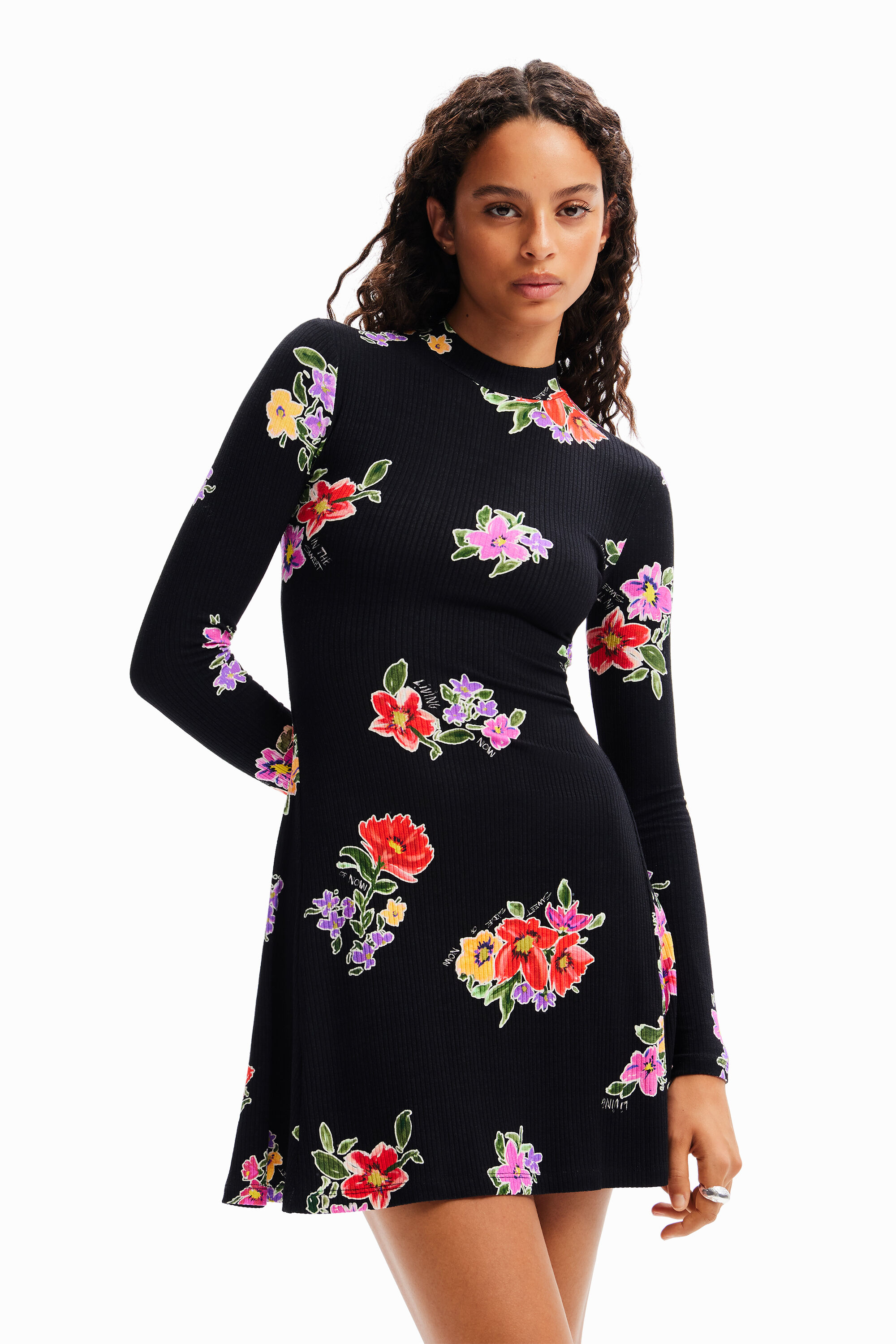 Robe courte patineuse fleurs