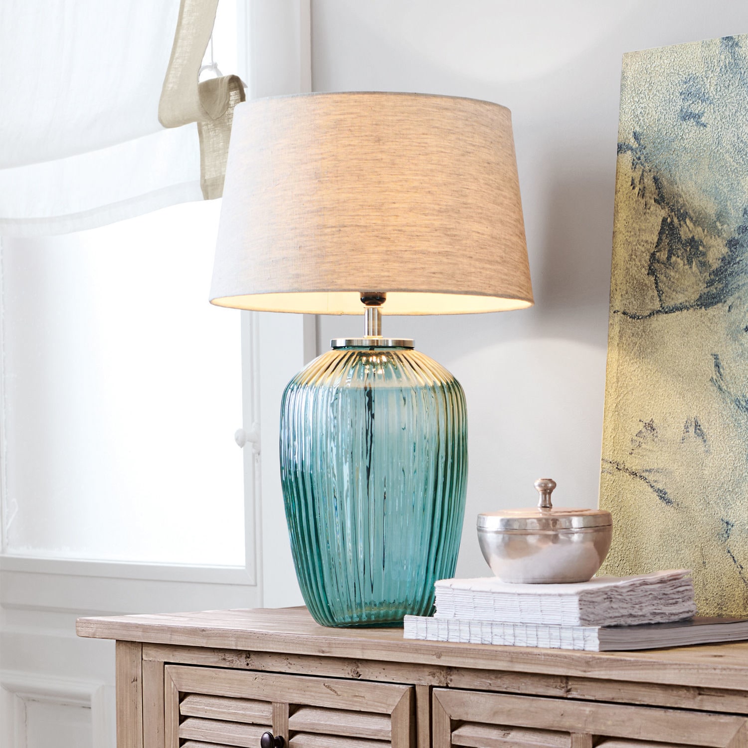 Tischlampe Fenis creme/grün
