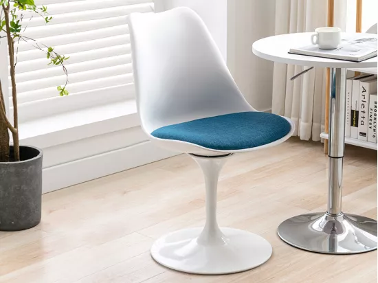 Chaise en polypropylène, tissu et métal - Bleu et blanc - XAFY
