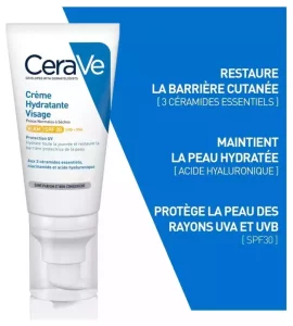 Crème Hydratante Visage SPF 30 pour les peaux normales à sèches Cerave - 52 ml