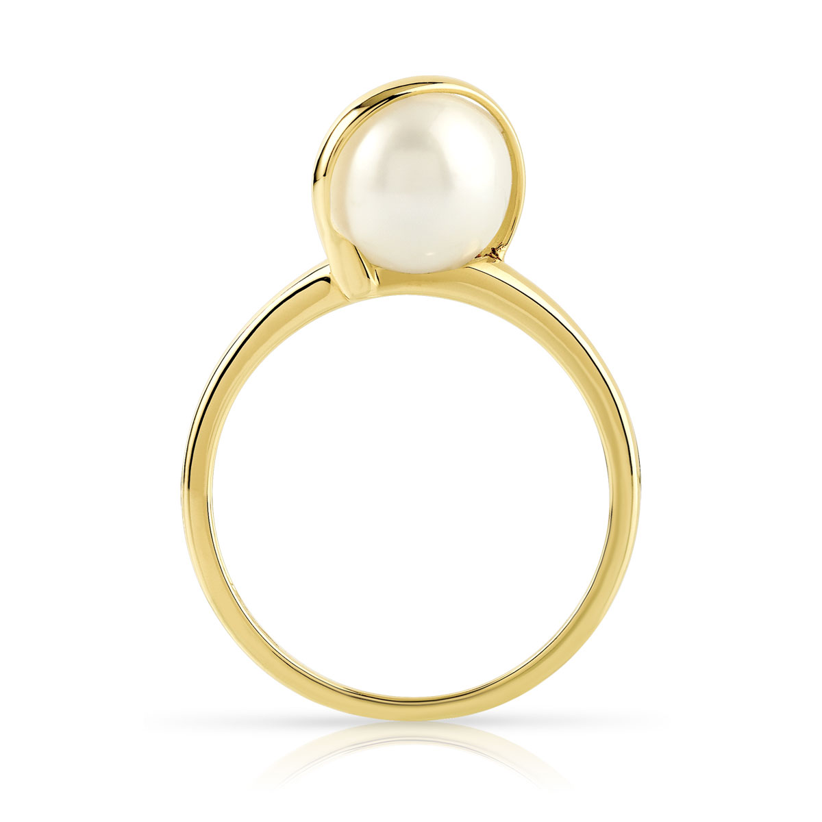 Bague or 375 jaune perle de culture de Chine