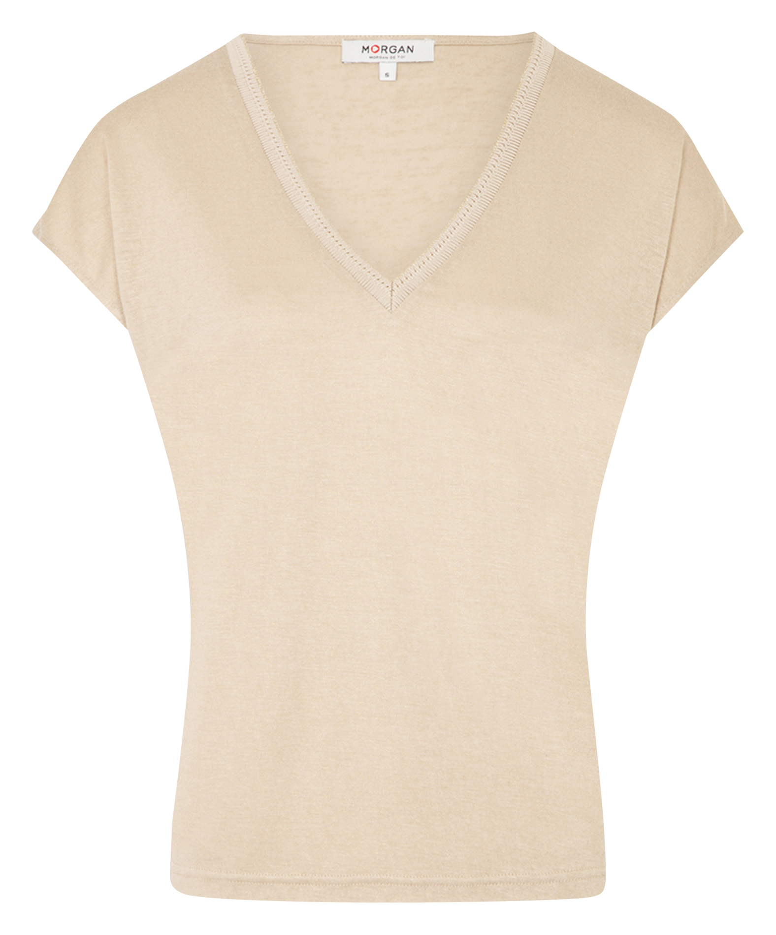 DAGA - Tee-shirt col V métallisé| Beige