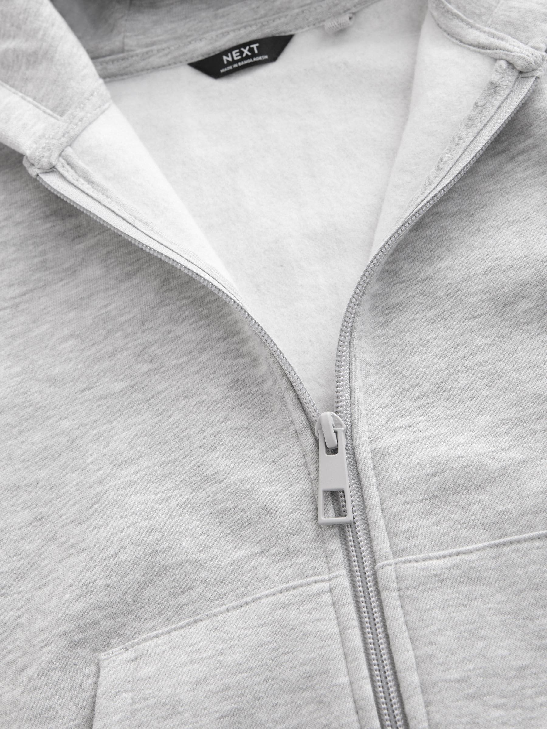 Grijs - Effen hoodie met doorlopende rits (3-16 jr)