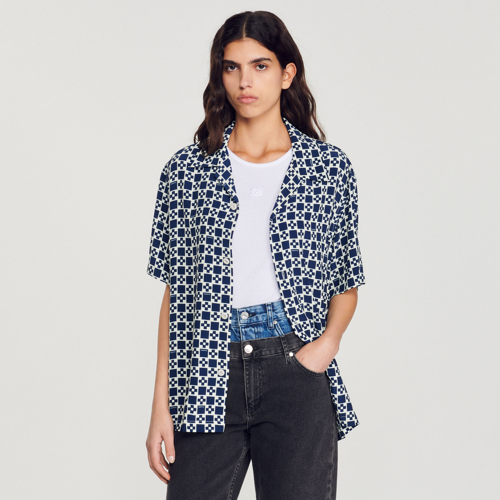 Chemise fluide á manches courtes Homme