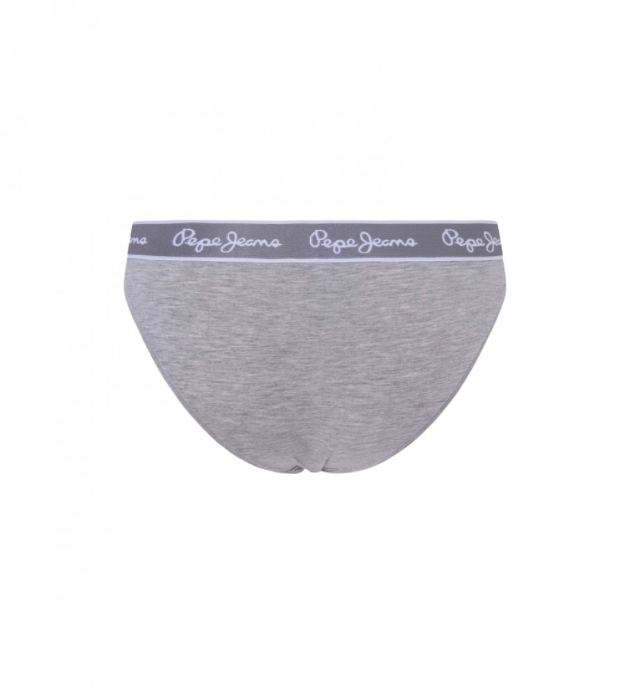 Calcinha clássica Pepe Jeans com estampa do logo cinza